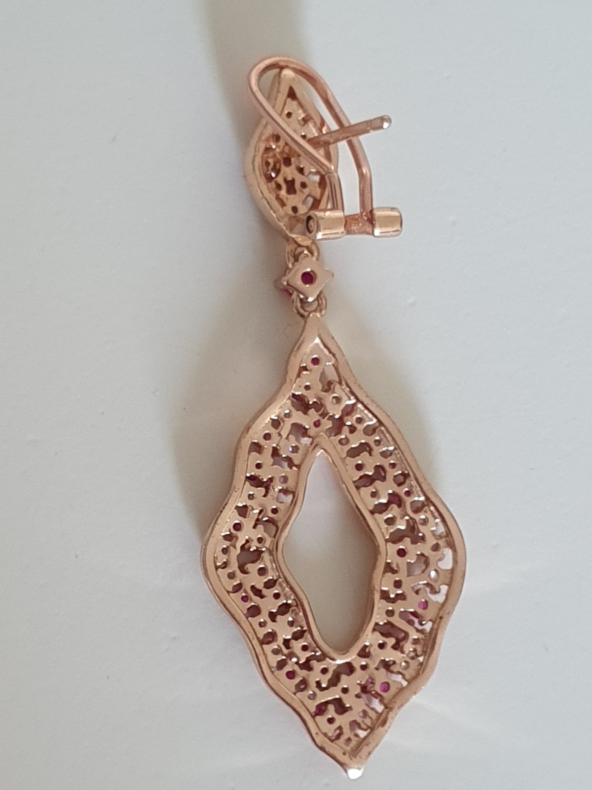 Pink Sapphire And Ruby Large Dangle Drop Earrings… - image 4