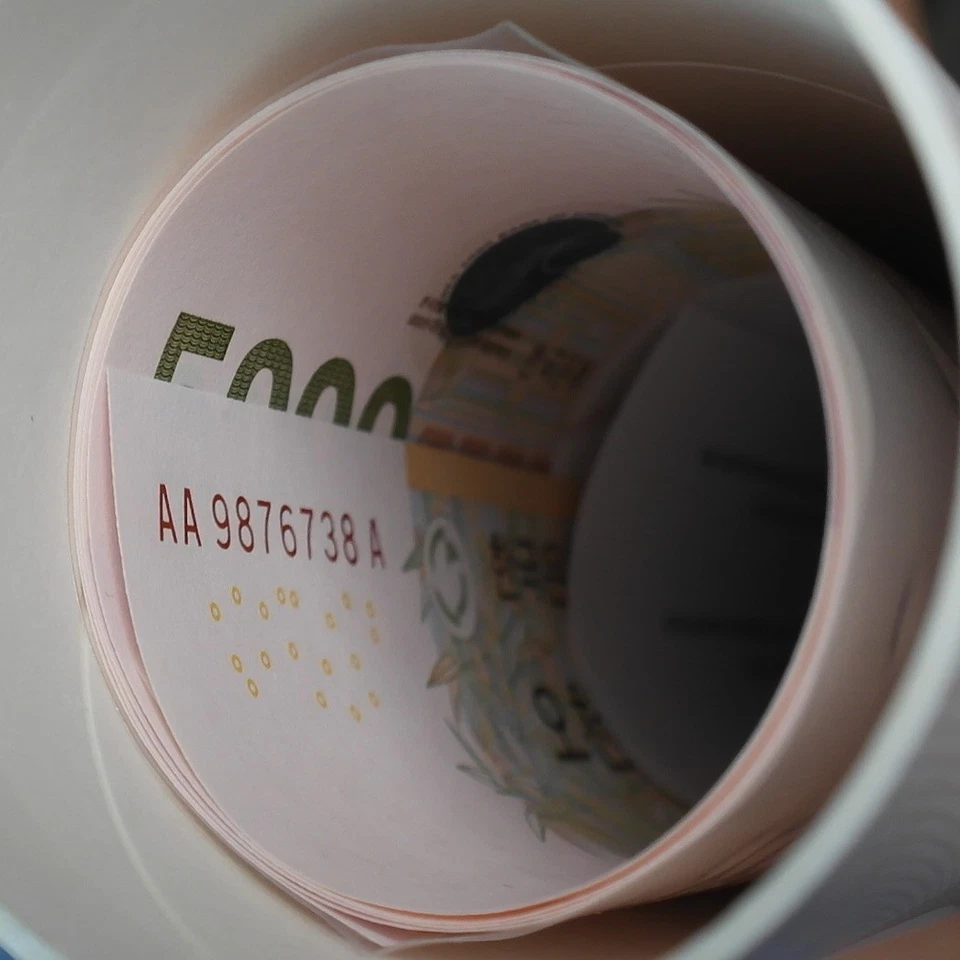 Corea del Sur 2006 hoja sin cortar 16 NOTAS 5.000won moneda dinero AA9876738A Foto 3 de 4