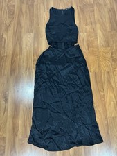 Zara Black Sleeveless Midi Dress Side Cutouts Size M