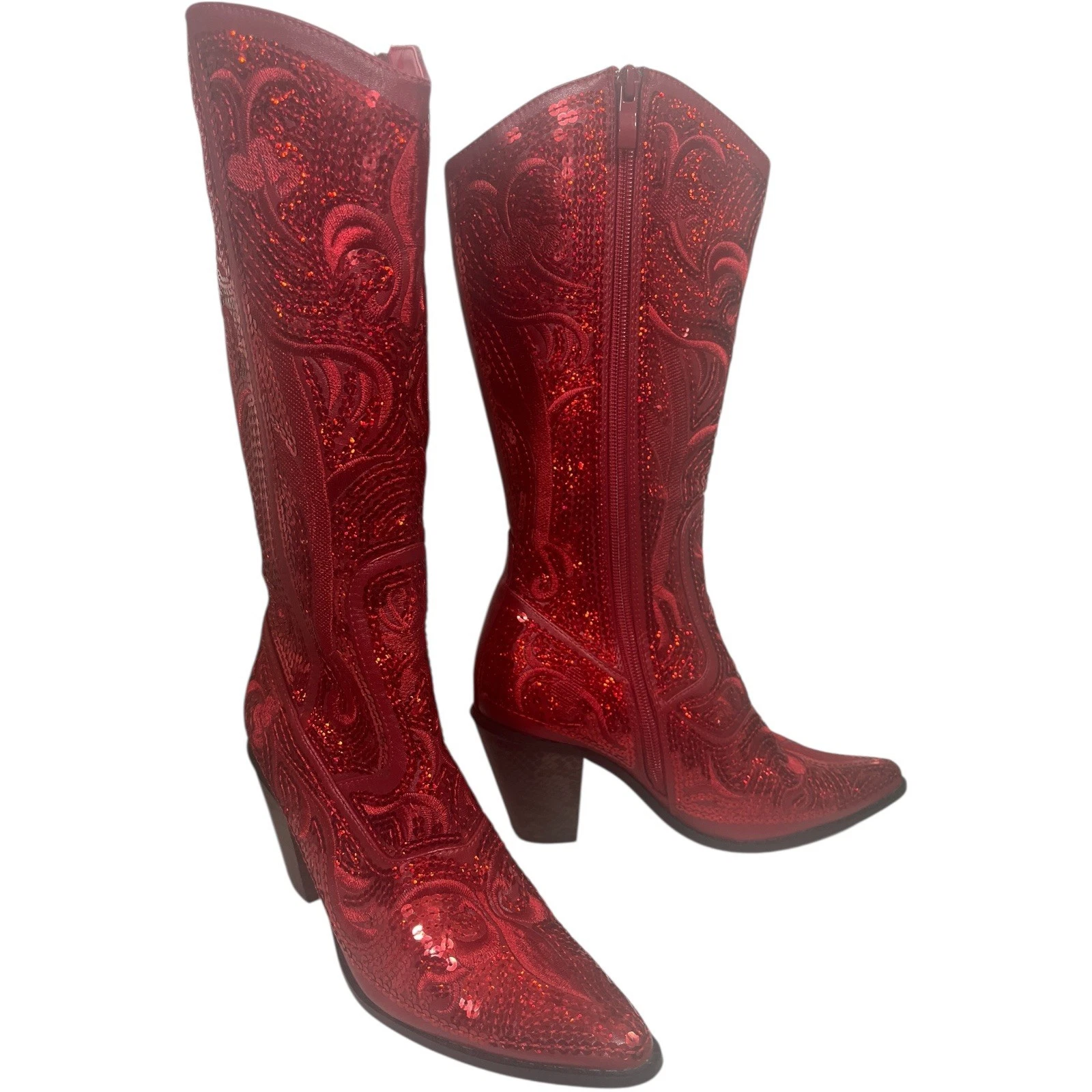 Helen’s Heart Womens RED Sequin Cowboy Line Dancing Western Cuban Boots Uk 5 Helen’s Heart Womens RED Sequin Cowboy Line Dancing Western Cuban Boots Uk 5