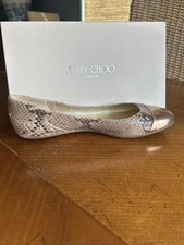 New In Box Jimmy Choo Gold Tipped Snake Print Flats Size 39