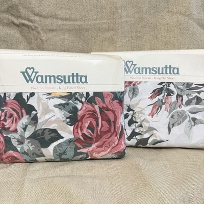 Vintage Wamsutta Tara III King Sheet Set NOS Floral Flat Fitted USA