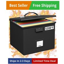 Fireproof Document Box with Lock Waterproof Zipper, Portable File Organizer