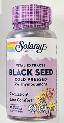   Solaray Black Seed +Circulation +Joint Comfort, 60 Vegan Softgels Exp 02/2026