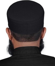 NEW Men's Premium Kufi Islamic Cap Muslim Turban Hat Handmade Topi - Black