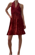 Guess Vintage Red Velvet Halter Mini Dress Size 9
