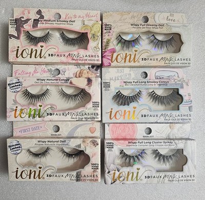 6x Ioni 3D Mink Lashes, Love Story Series Hand-Made 3D Faux Mink Lashes