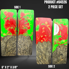 Knife Handle Scales Turning Blank Red Green and Black Hybrid 04526