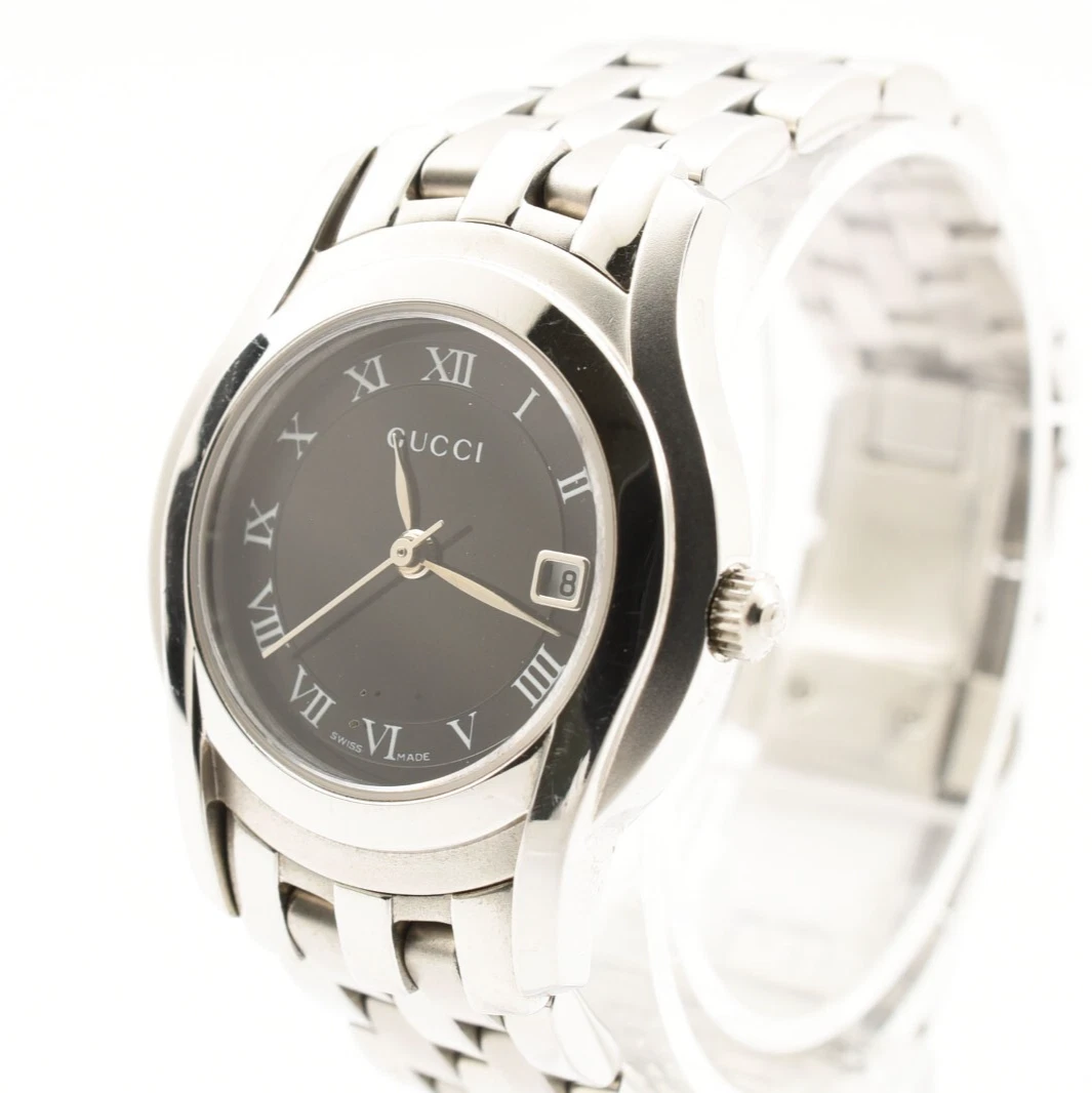 Orologio Donna Vintage [Ecc+5] GUCCI 5500L Quarzo Quadrante Nero GIAPPONE 14 0cm