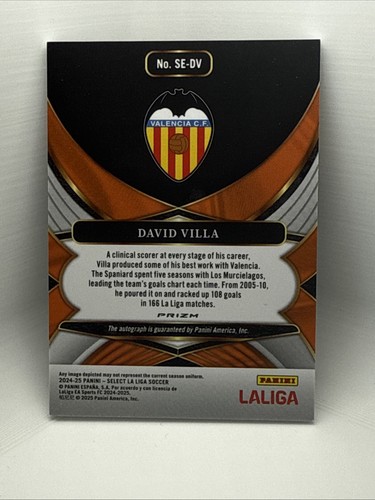 2024-25 Panini Select La Liga Pulsar Azul Prizm Autógrafo Automático David Villa - Imagen 2 de 2