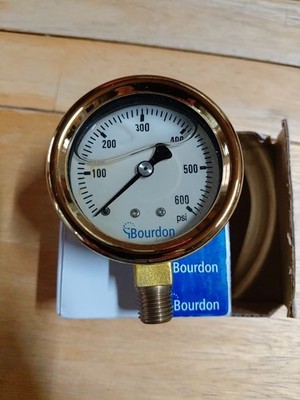 BOURDON MAG3-D52.H27 Pressure Gauge,0 to 600 psi Range 2.5'' Case 1/4'' NPT LM