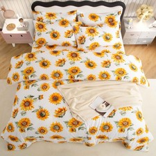SDY 7PCS Twin Sunflower Bedding Set Comforter  Sheets Bag Kids Room Decor