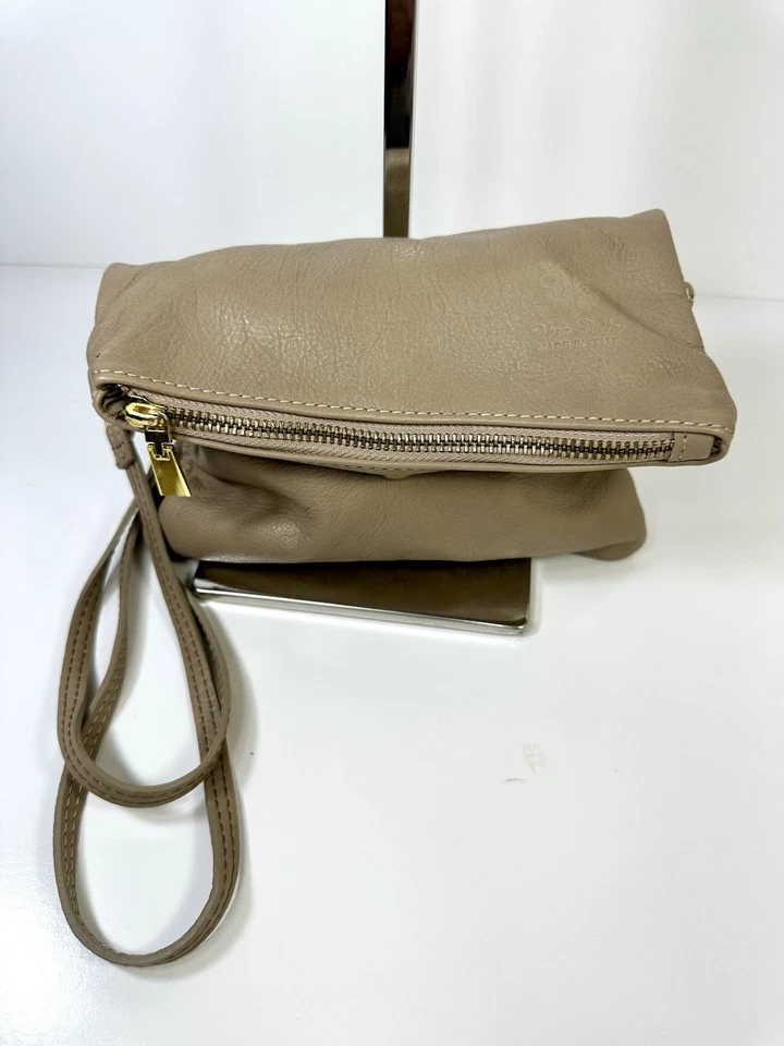 Bolso Bandolera Vera Pelle Cuero Genuino - Hecho en Italia Beige Plegable Foto 2 de 4