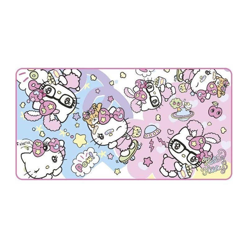 Tapis de souris gaming KONIX Hello Kitty XXL fini le tapis qui glisse grâce à la base caoutchouc