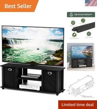 Furinno 42-Inch Black Entertainment Center with Storage Bins for Modern Living