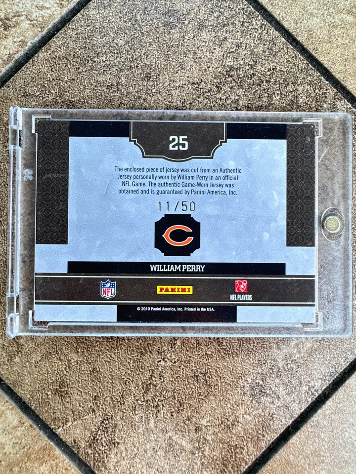 William Perry 2010 Panini Classics Prime Champion Tag Game Used Patch /50 - Image 2 of 2