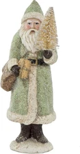 RAZ Imports Glittered Resin Santa Figure (Green) 