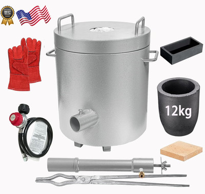 Metal Melting Furnace, 12 Kg Propane Melting Furnace with Crucibles & Tongs