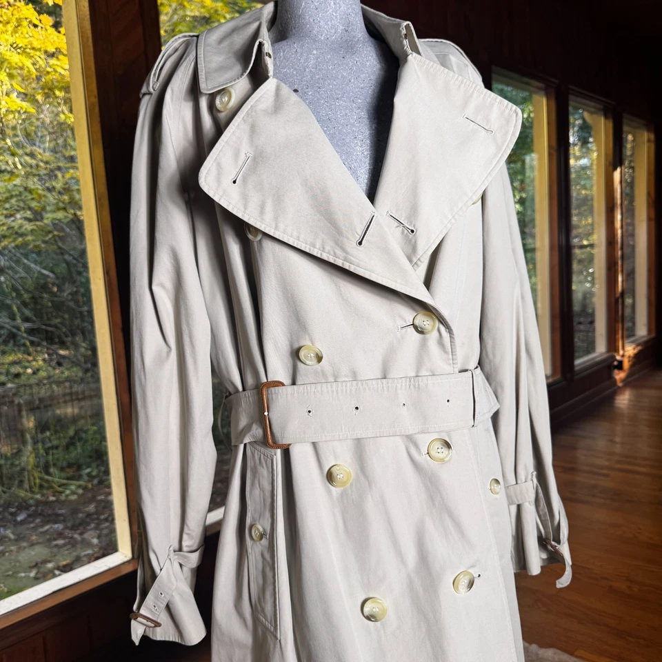 Gabardina vintage Burberrys forro a cuadros Nova para hombre Reino Unido 52 doble pecho Foto 2 de 4