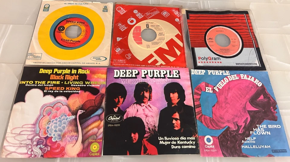 DEEP PURPLE Lot of 6 MEXICO SINGLES & EPs Ian Gillan Ritchie Blackmore HARD ROCK - Image 2 of 3