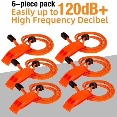 6 Pcs Safety Whistle Marine Whistle Plastic Whistles with Lanyard for Emergency