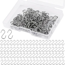 100Pcs Small S Hooks for Hanging, Mini S Shaped Hook Stainless Steel S