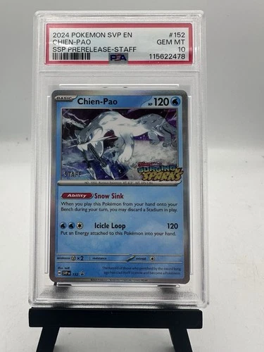 2024 POKEMON SVP SURGING SPARKS PRERELEASE-STAFF #152 CHIEN-PAO PSA 10 - POP 52