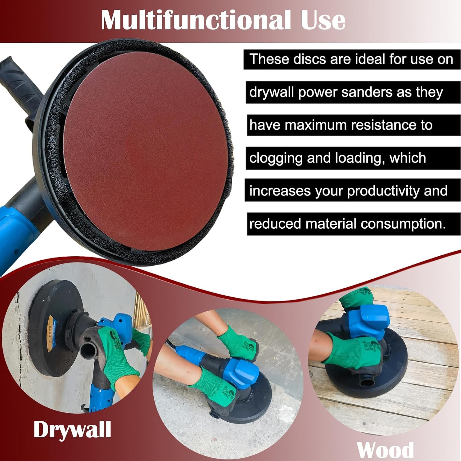 50 Pack 7 Inch 40 Grit Hook-and-Loop Sanding Discs Sandpaper -7" Aluminum... 