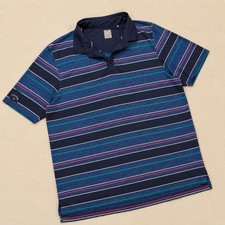 Callaway Mens 2XL Golf Polo Shirt Navy Blue Striped Opti-Dri Swing Tech SS