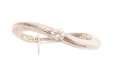 925 Sterling Silver Vintage Ring Infinity Wave Single CZ Stone  Sz 8  RG32806