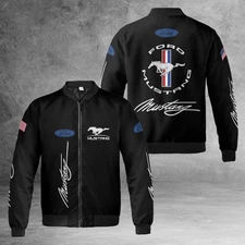 Mustang Pony Car Lover Jacket, American Muscle Car Windproof Bomber Jacket-2