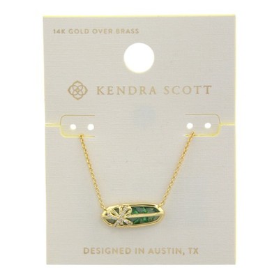 Kendra Scott Eva Bow Pendant Necklace 14K Gold Over Brass Teal
