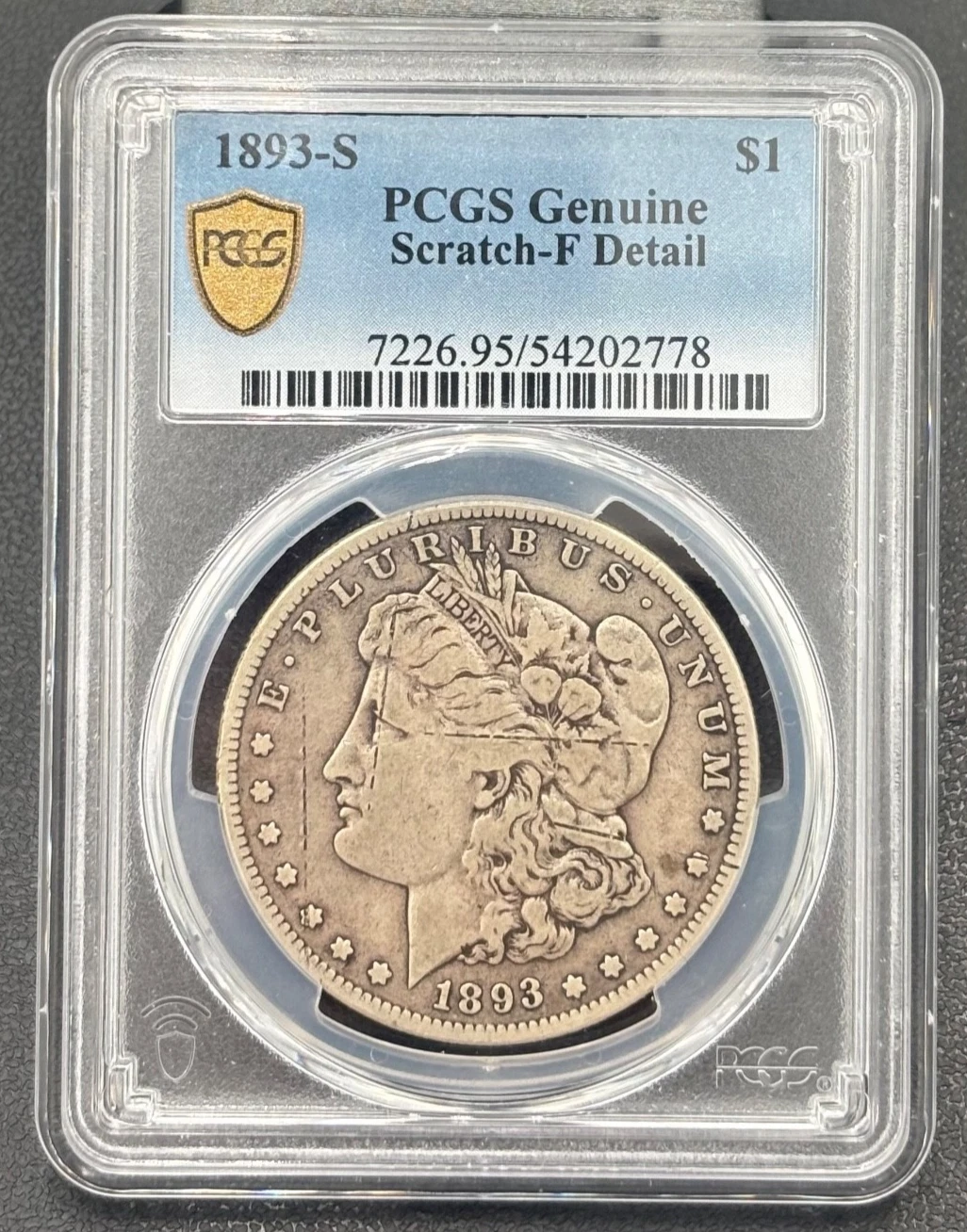 1893 S Morgan Silver Dollar PCGS Fine, Key Date of the Series