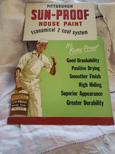 Vtg Pittsburgh Sun-Proof House Paint Counter Top Display Sign, Cardboard