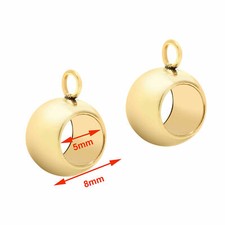 Stainless Steel Big Hole Round Spacer Beads Jewelry making with Ring Charms 8mm