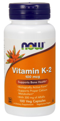 NOW Foods Vitamin K-2 100mcg 100 Caps Bone Health Support Alfalfa Powder 04/2027