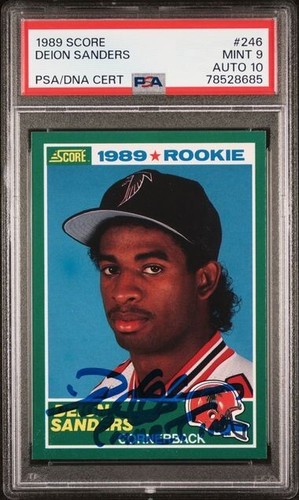 1989 Score #246 Deion Sanders card auto RC Prime Time inscription PSA DNA 9 10