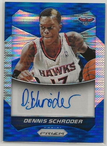 2015/16 Panini Prizm Blue Pulsar autógrafo #62 Dennis Schroder 092/249 - Imagen 3 de 3