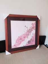 A-9 PICTURE FRAME ART OF JAPANESE FABRIC CUSTOM 36  x 36  LIQUIDATION SALE