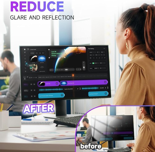 2 Pack 23.8 Inch Anti Blue Light Screen Protector for Monitor, 16:9 Aspect Ratio - Afbeelding 4 van 6