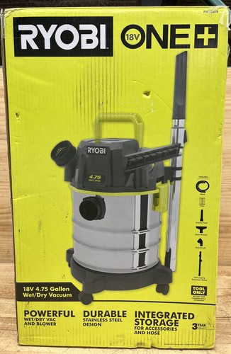 RYOBI 18V Cordless 4.75 Gal Wet/Dry Vacuum Cleaner Powerful Suction ...
