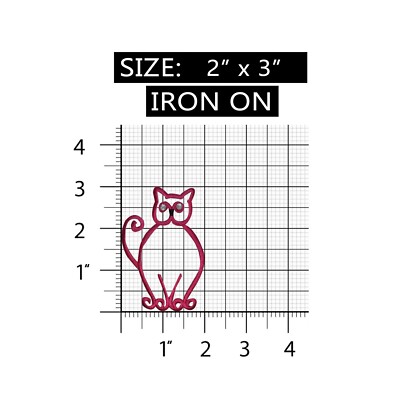 ID 2944 Cat Outline Patch Kitten Pet Symbol Craft Embroidered Iron