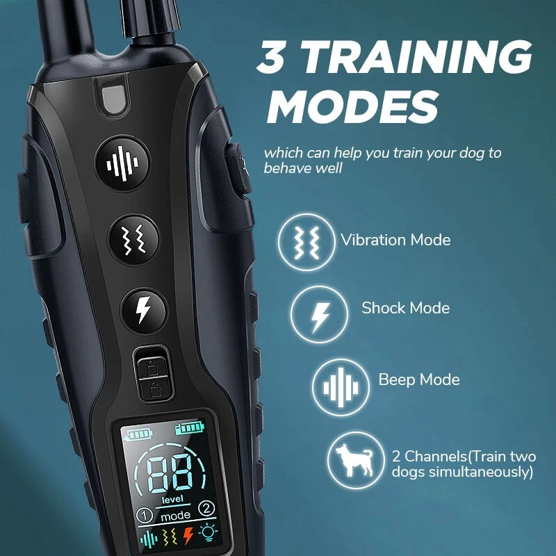 Color LCD 1100 Yard Remote Dog Training Shock Collar for Small Medium Large Dogs - Image 3 of 4