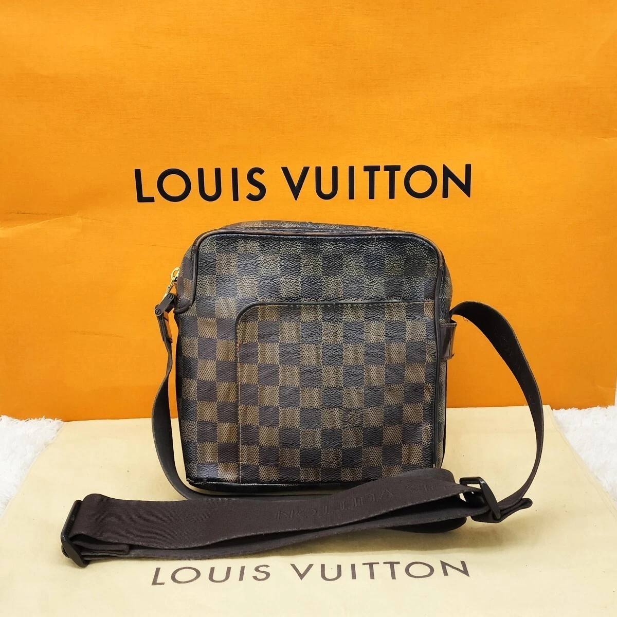 Authentic Louis Vuitton N41442 Damier Olav PM Shoulder Cross Body Bag LV  F/S