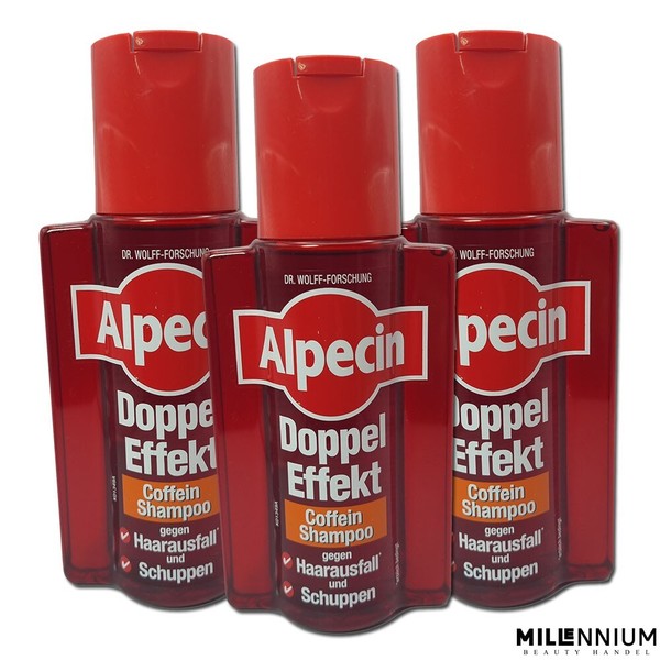 Alpecin Coffein-Shampoo Doppel Effekt 3 X 200Ml - Gegen Haarausfall Und Schuppen-image