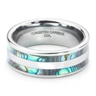 Tungsten Carbide Ring Mens Ladies Wedding Engagement Abalone Shell Inlay 8mm