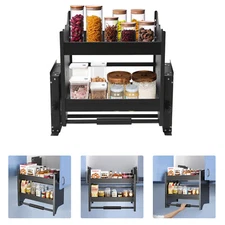 2-Tire Pull Down Shelf Upper Kitchen Wall Cabinet Storage Organizer 24in Cabinet