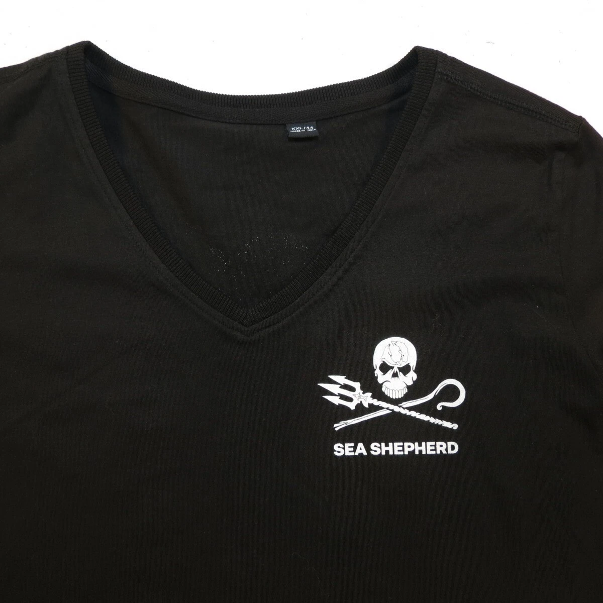 NEW SEA SHEPHERD FOR THE OCEAN V NECK TEE T SHIRT Womens 2XL Black