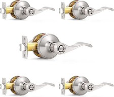 Interior Privacy Door Lever - Keyless Locking Reversible Door Handles - 5 Pack