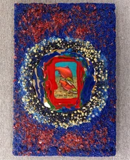 RED SALMON: Painting & Collage Art 1/1 Original On Wood Panel 2025 Glenn Shiring